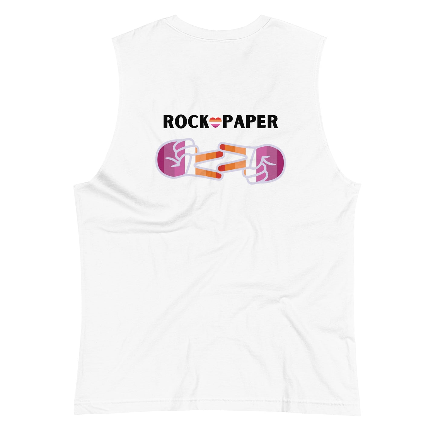 Femme Bar RPS Muscle Shirt detail - Rock Paper Scissors design close-up - lesbian bar Worcester MA