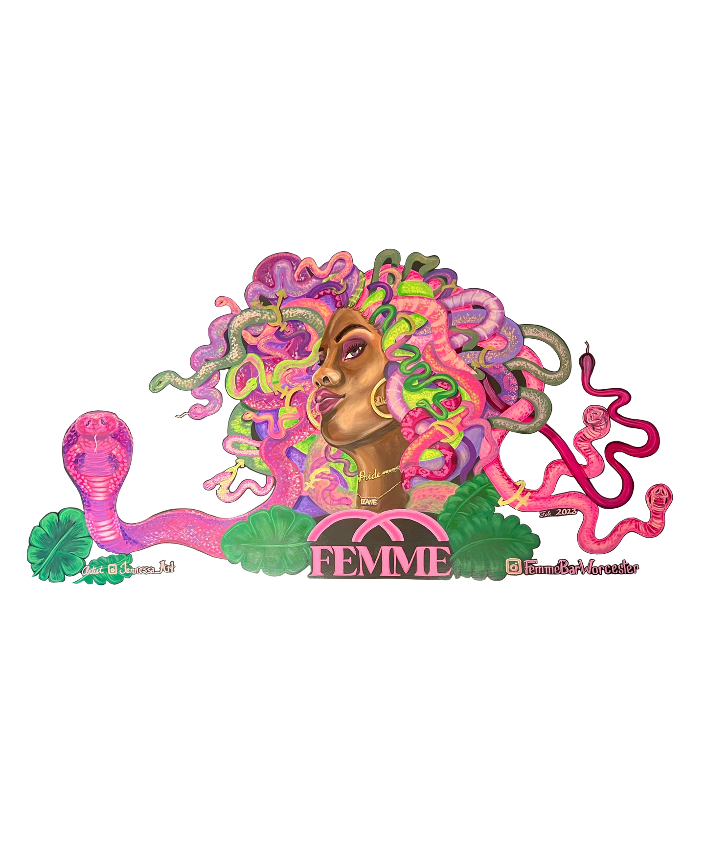 Femme Bar mural art digital gift card lesbian bar merch Worcester MA