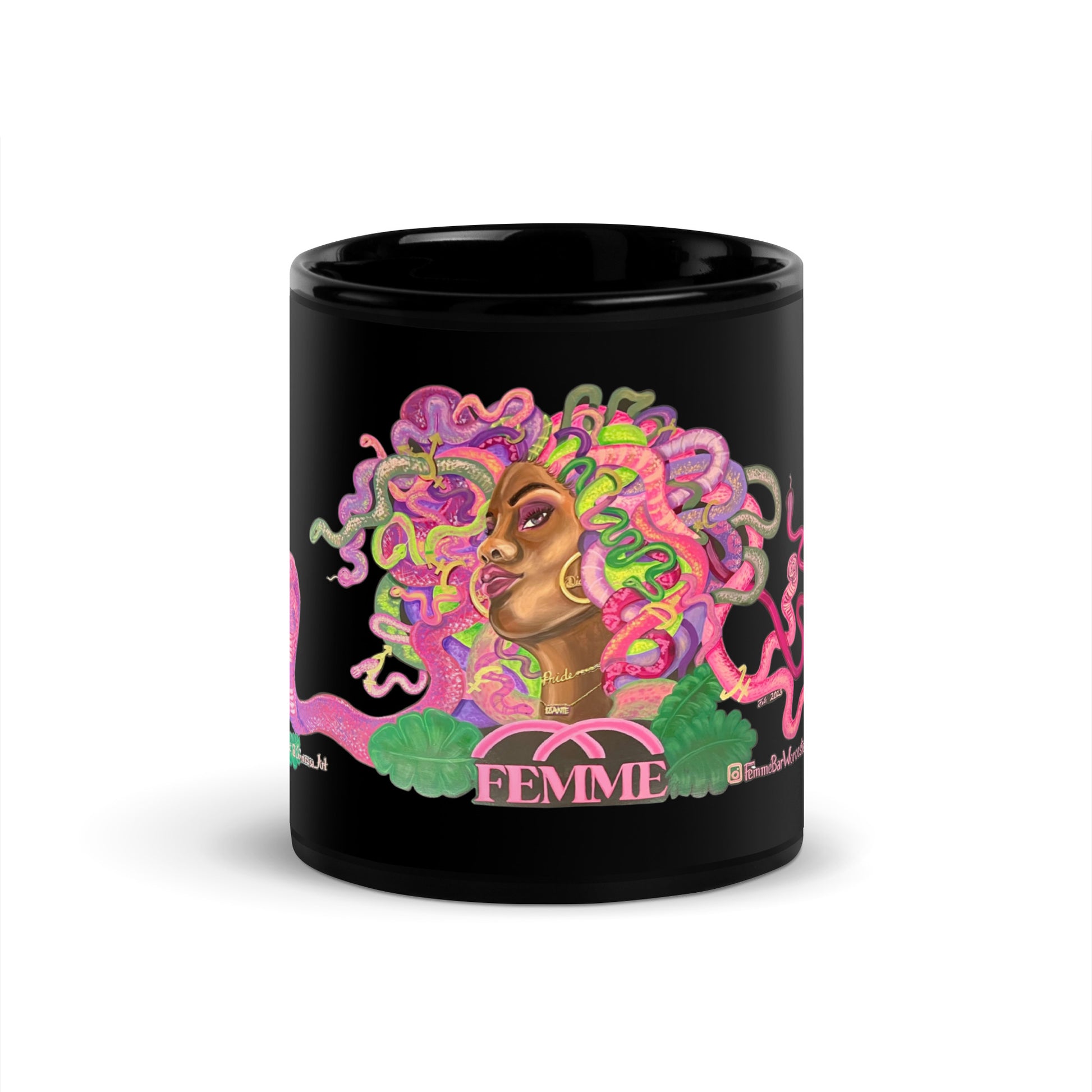 Femme Bar Mural Mug 11oz front design - full mural art - lesbian bar Worcester MA merch