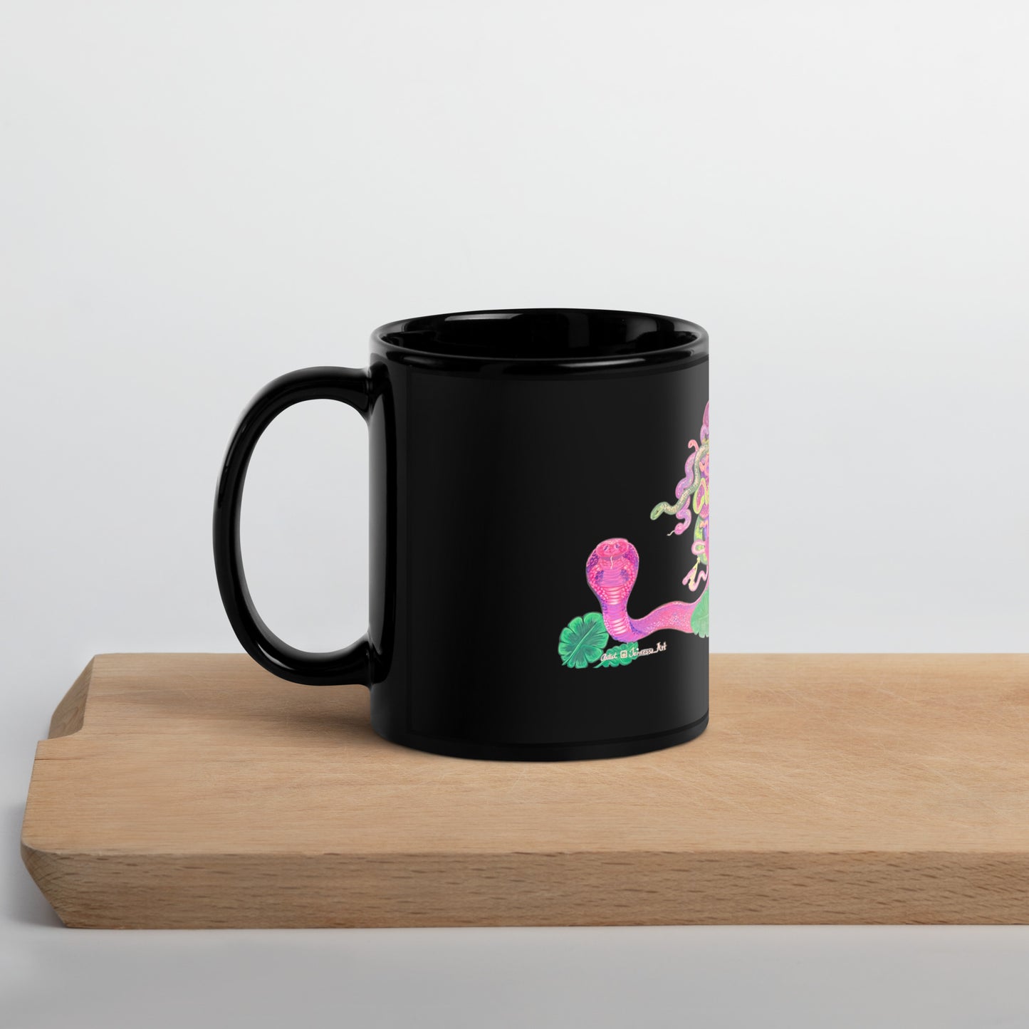 Femme Bar Mural Mug handle left - black glossy 11oz - lesbian bar Worcester MA merch