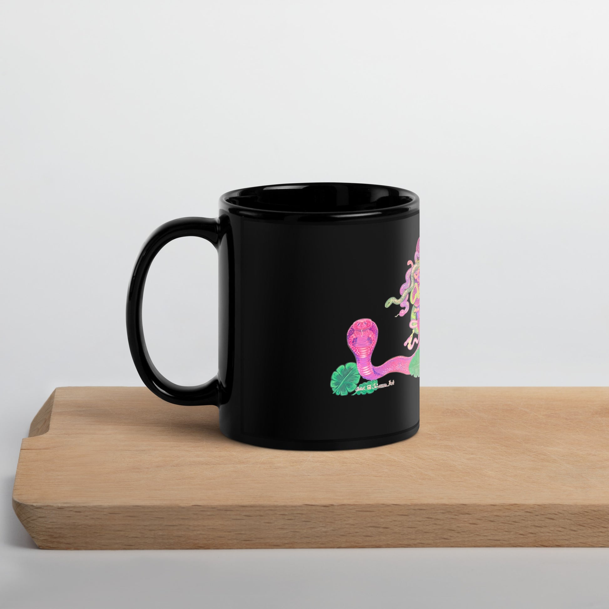 Femme Bar Mural Mug handle left - black glossy 11oz - lesbian bar Worcester MA merch