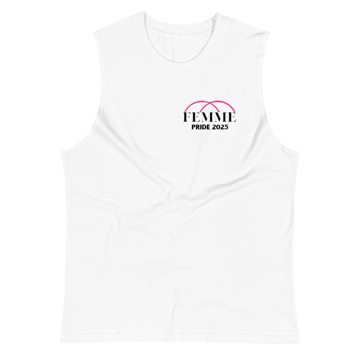 Femme Bar RPS Muscle Shirt front - white unisex tank - lesbian bar Worcester MA LGBTQ merch