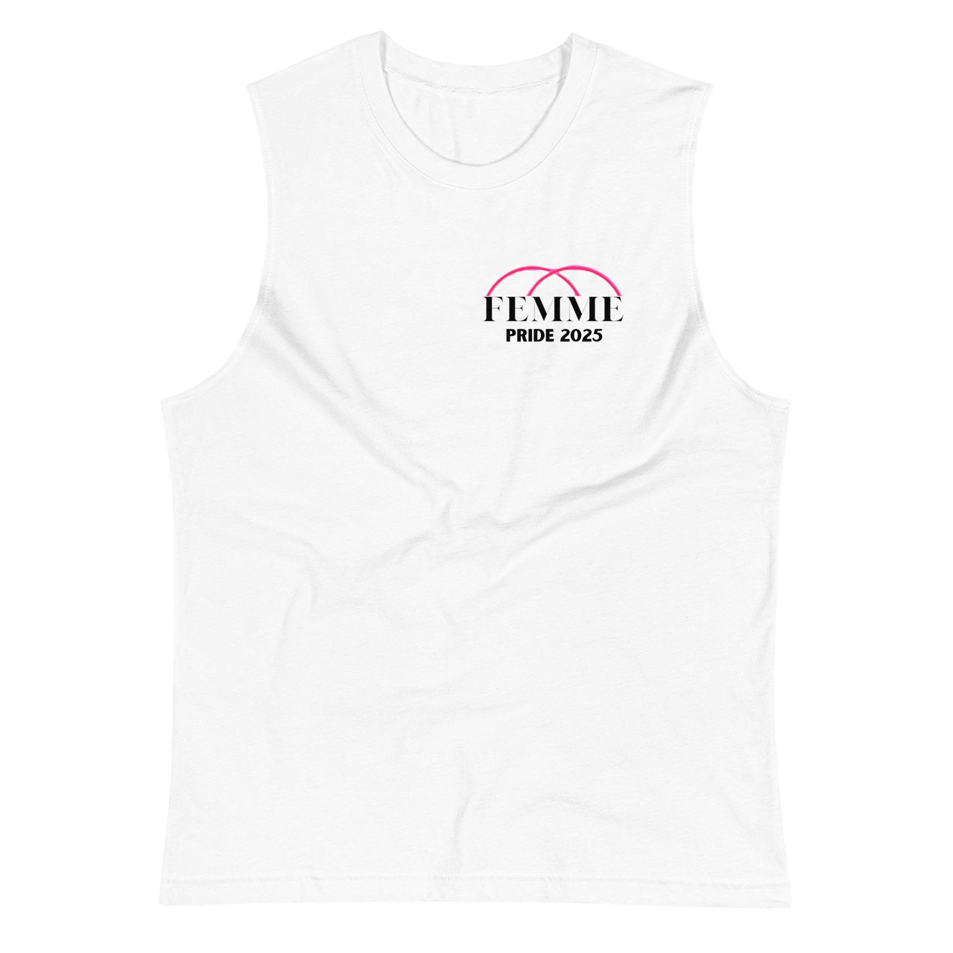 Femme Bar RPS Muscle Shirt front - white unisex tank - lesbian bar Worcester MA LGBTQ merch