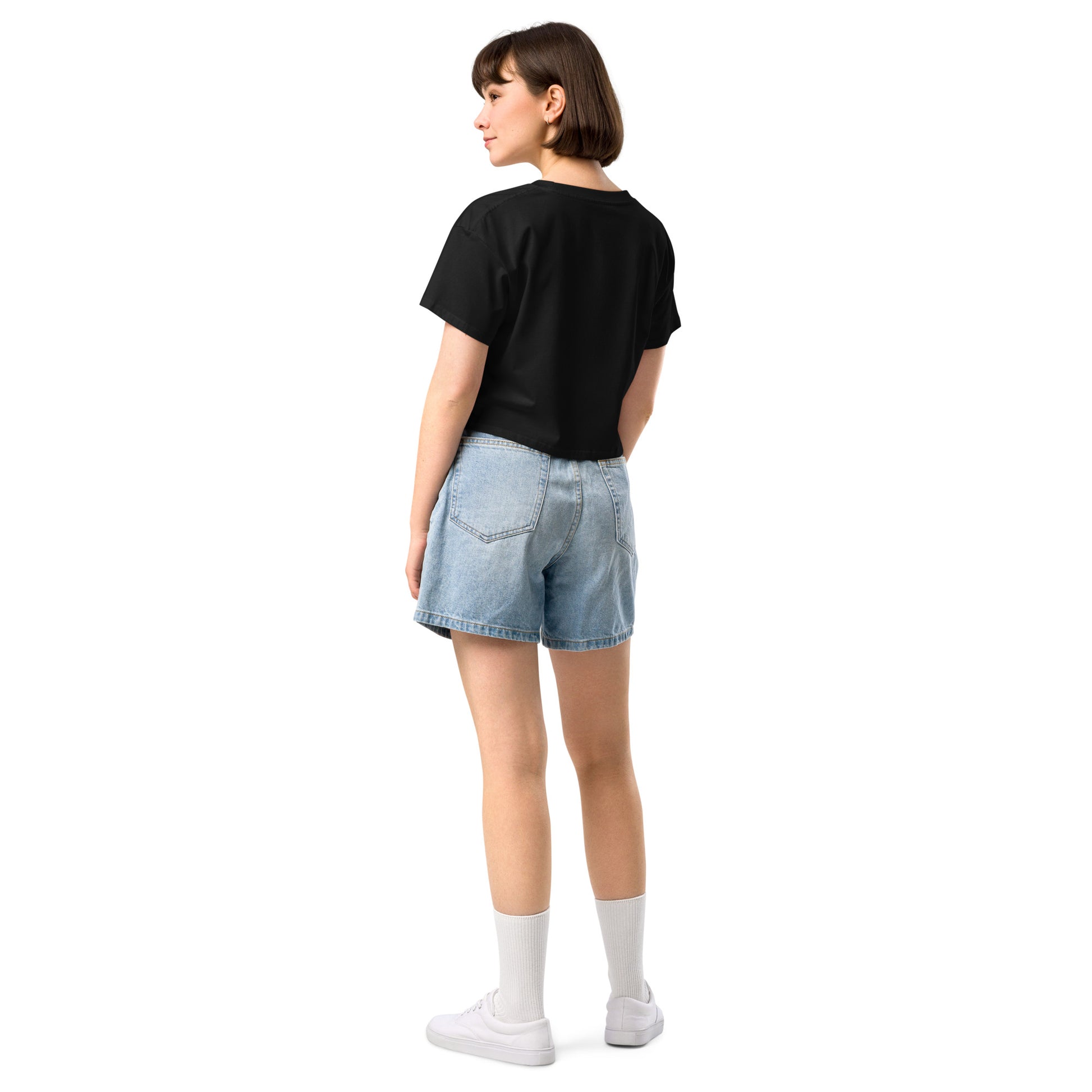 Femme Bar Mural Crop Top back - black crop tee - lesbian bar Worcester MA merch