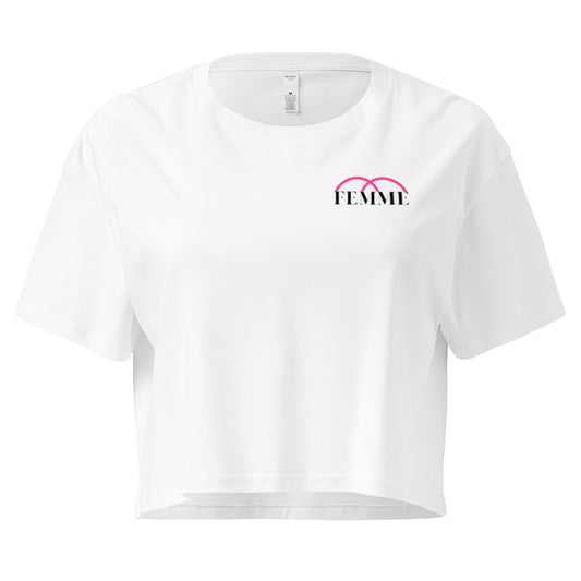 Consent is Sexy crop top front — white womens crop tee, Femme Bar lesbian bar merch Worcester MA